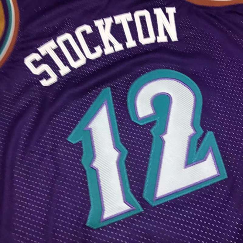 Utah Jazz 1996/97 STOCKTON #12 Purple White Classics Basketball Jersey (Closely Stitched)