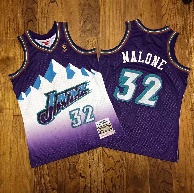 Utah Jazz 1996/97 MALONE #32 Purple White Classics Basketball Jersey (Closely Stitched)