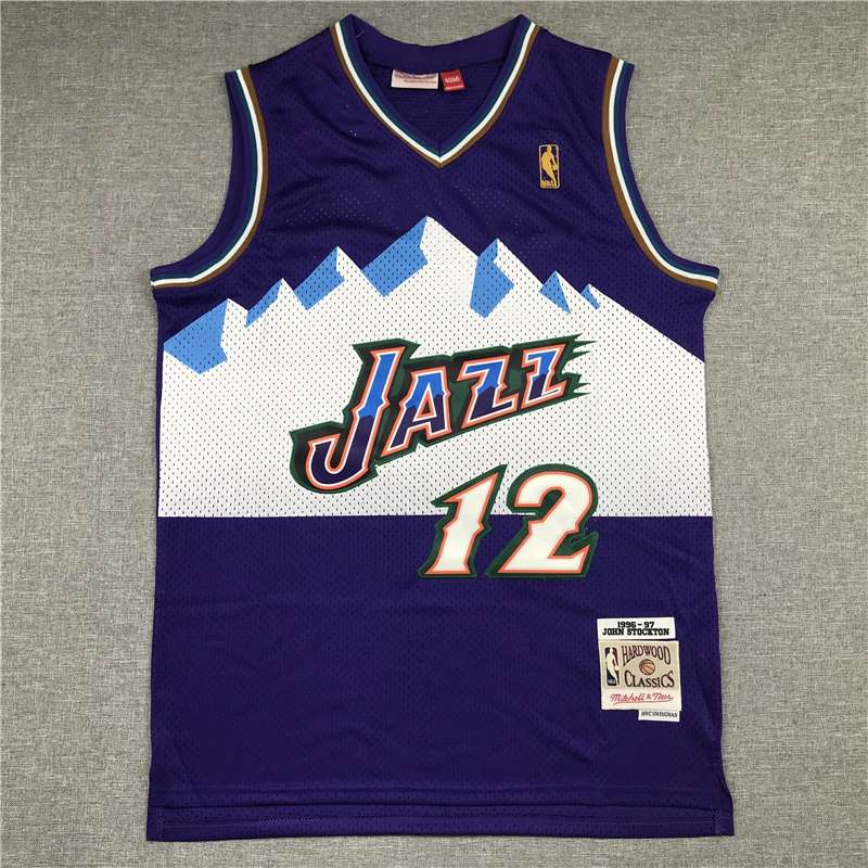 Utah Jazz 1996/97 STOCKTON #12 Purple Classics Basketball Jersey (Stitched)