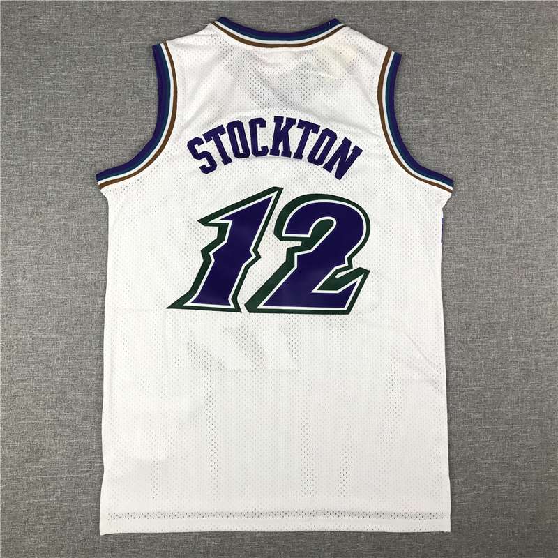 Utah Jazz 1996/97 STOCKTON #12 White Classics Basketball Jersey (Stitched)