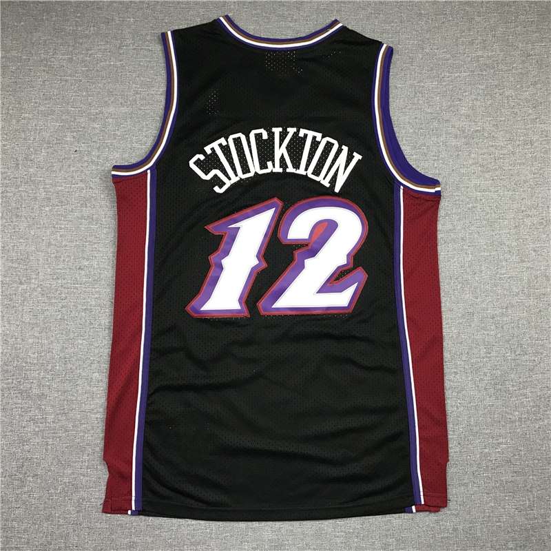 Utah Jazz 1998/99 STOCKTON #12 Black Classics Basketball Jersey (Stitched)