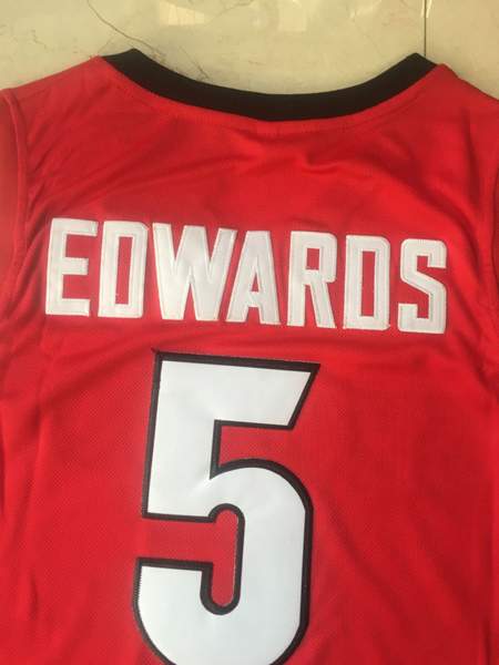 Georgia Bulldogs EDWAROS #5 Red NCAA Basketball Jersey