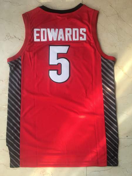 Georgia Bulldogs EDWAROS #5 Red NCAA Basketball Jersey