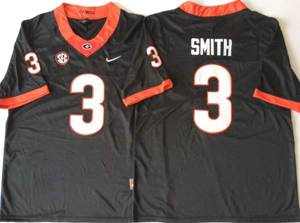 Georgia Bulldogs SMITH #3 Black NCAA Football Jersey