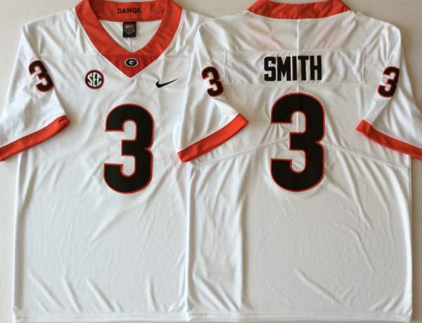 Georgia Bulldogs SMITH #3 White NCAA Football Jersey