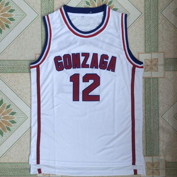 Gonzaga Bulldogs STOCKTON #12 White NCAA Basketball Jersey