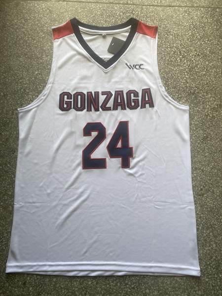 Gonzaga Bulldogs KISPERT #24 White NCAA Basketball Jersey 02