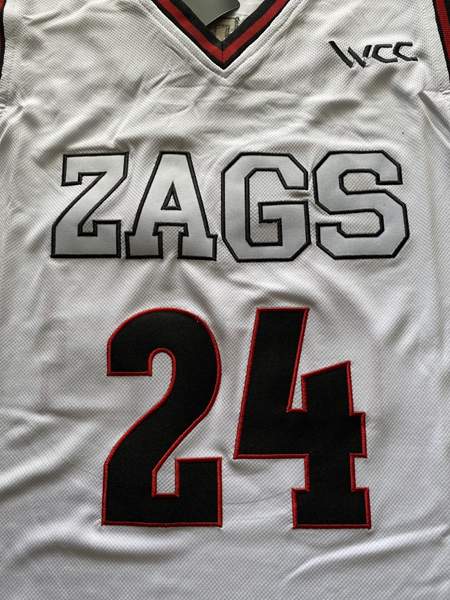 Gonzaga Bulldogs KISPERT #24 White NCAA Basketball Jersey 03