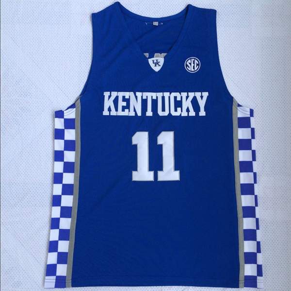 Kentucky Wildcats WALL #11 Blue NCAA Basketball Jersey