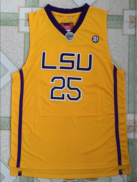 LSU Tigers SIMMONS #25 Yellow NCAA Basketball Jersey