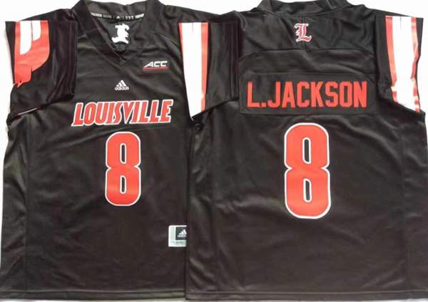 Louisville Cardinals L.JACKSON #8 Black NCAA Football Jersey