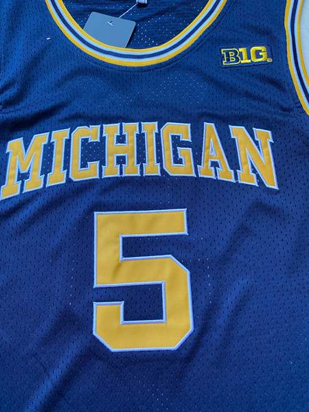 Michigan Wolverines ROSE #5 Blue NCAA Basketball Jersey