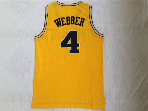 Michigan Wolverines WEBBER #4 Yellow NCAA Basketball Jersey