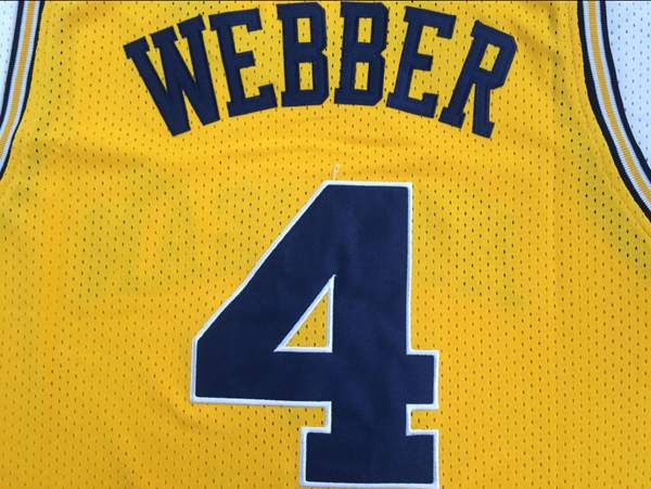 Michigan Wolverines WEBBER #4 Yellow NCAA Basketball Jersey