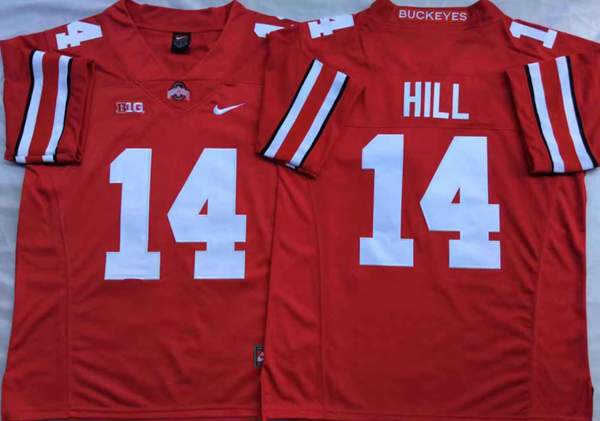 Ohio State Buckeyes HILL #14 Red NCAA Football Jersey