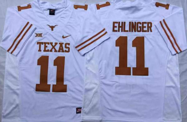 Texas Longhorns EHLINGER #11 White NCAA Football Jersey