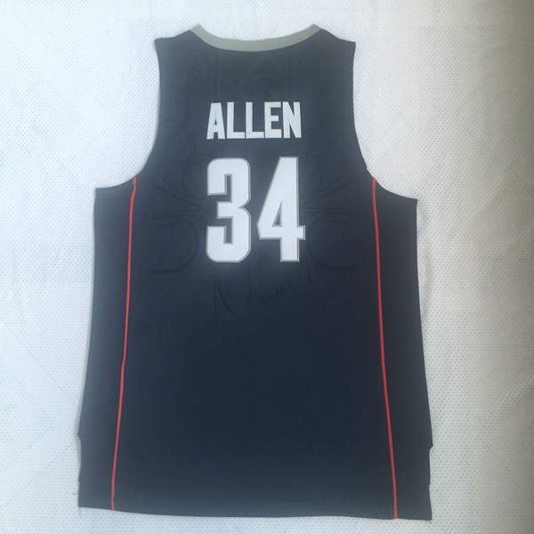 UConn Huskies ALLEN #34 Black NCAA Basketball Jersey 02