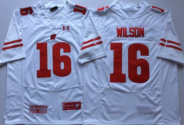 Wisconsin Badgers WILSON #16 White NCAA Football Jersey