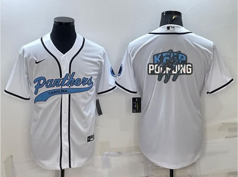 Carolina Panthers White MLB&NFL Jersey