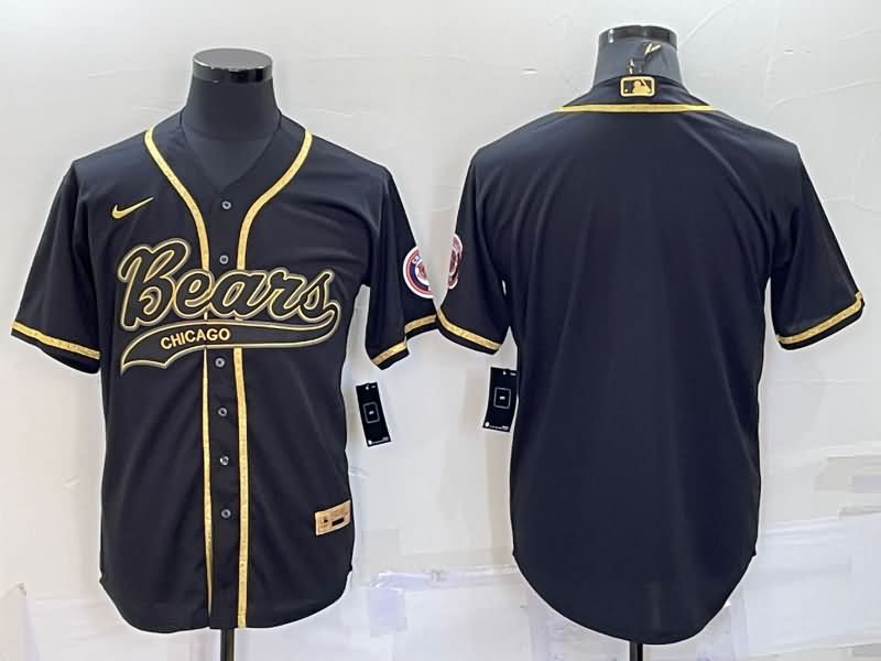 Chicago Bears Black Gold MLB&NFL Jersey 02