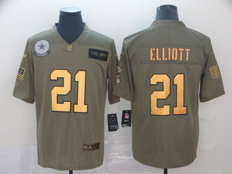 Dallas Cowboys Olive Salute To Service NFL Jersey 05