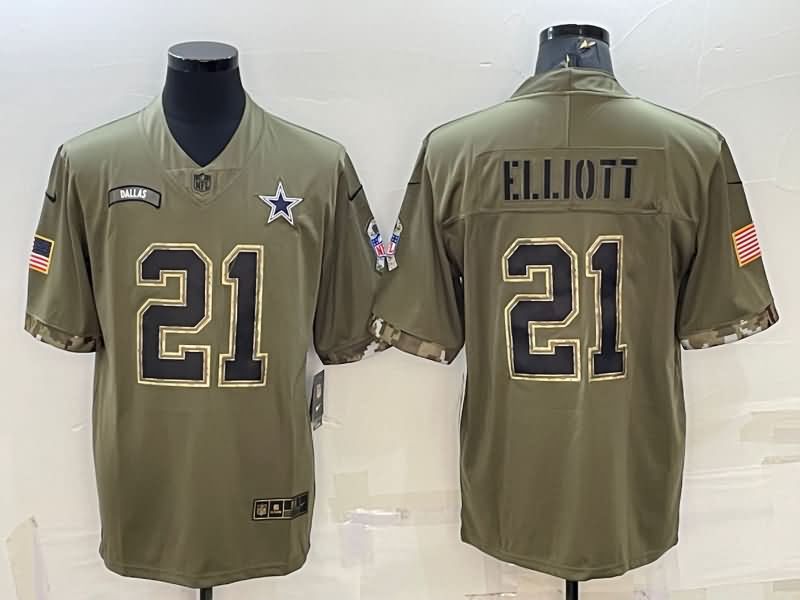 Dallas Cowboys Olive Salute To Service NFL Jersey 07