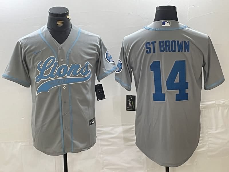 Detroit Lions Grey MLB&NFL Jersey 02