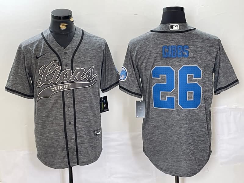 Detroit Lions Grey MLB&NFL Jersey 04