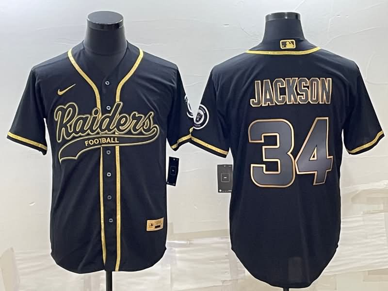 Las Vegas Raiders Black Gold MLB&NFL Jersey 02