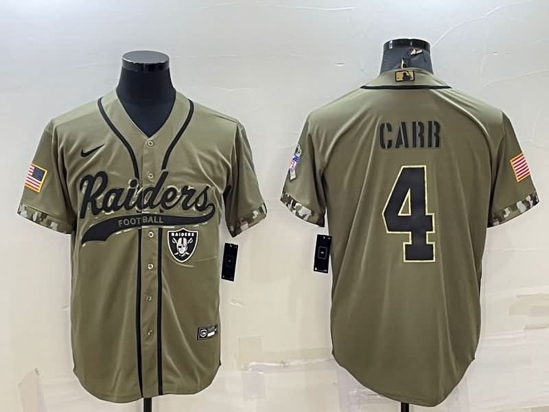 Las Vegas Raiders Olive Salute To Service MLB&NFL Jersey