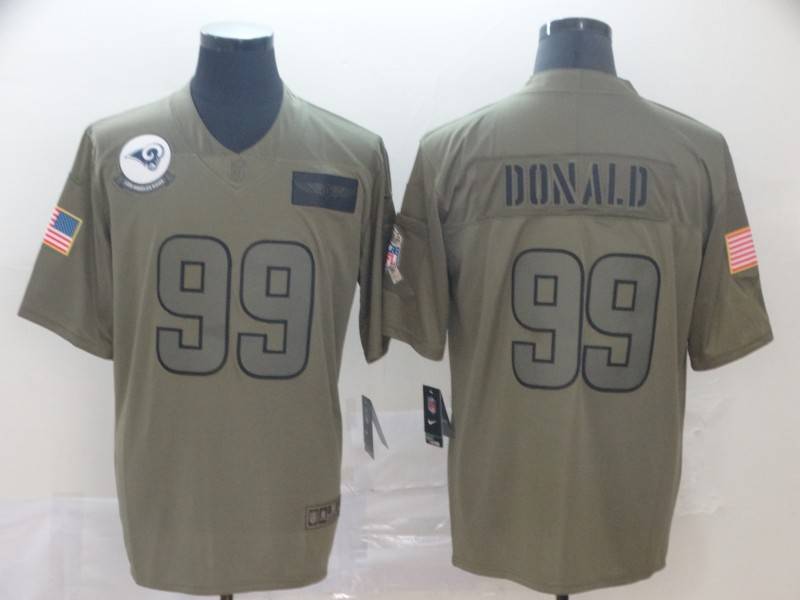 Los Angeles Rams Olive Salute To Service NFL Jersey 02