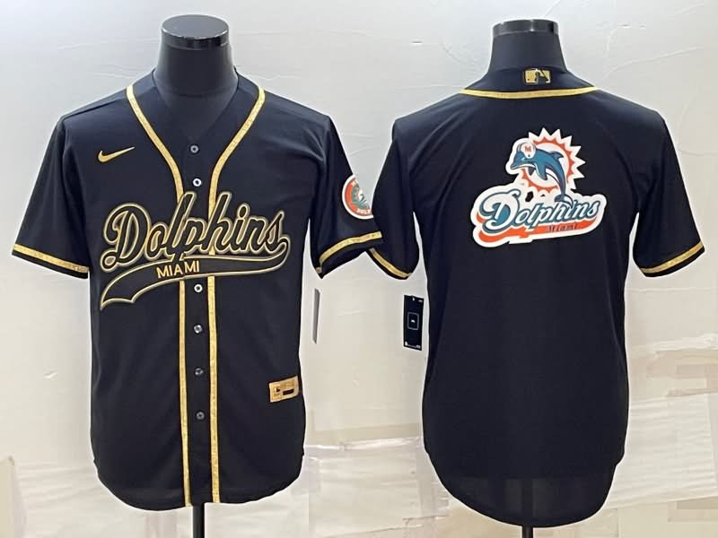 Miami Dolphins Black Gold MLB&NFL Jersey