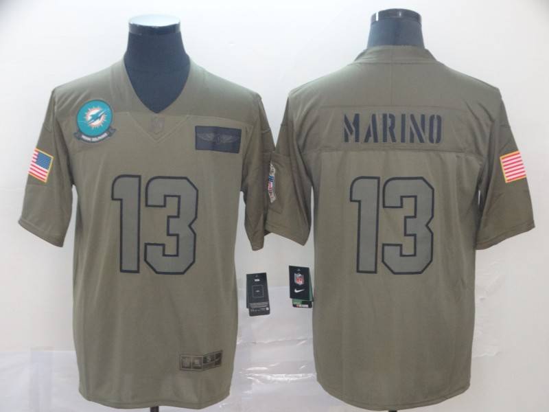 Miami Dolphins Olive Salute To Service NFL Jersey 02