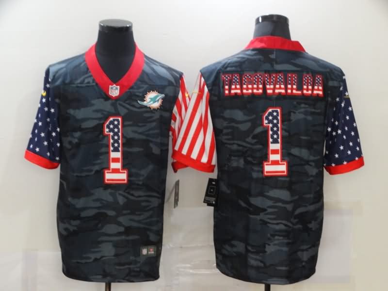 Miami Dolphins Black USA Flag NFL Jersey