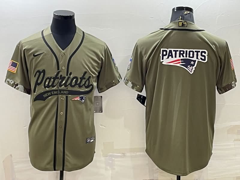 New England Patriots Olive Salute To Service MLB&NFL Jersey