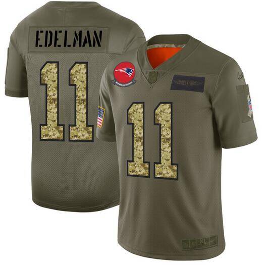 New England Patriots Olive Salute To Service NFL Jersey 03