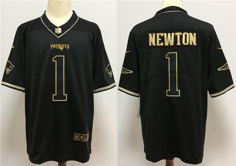 New England Patriots Black Gold Retro NFL Jersey