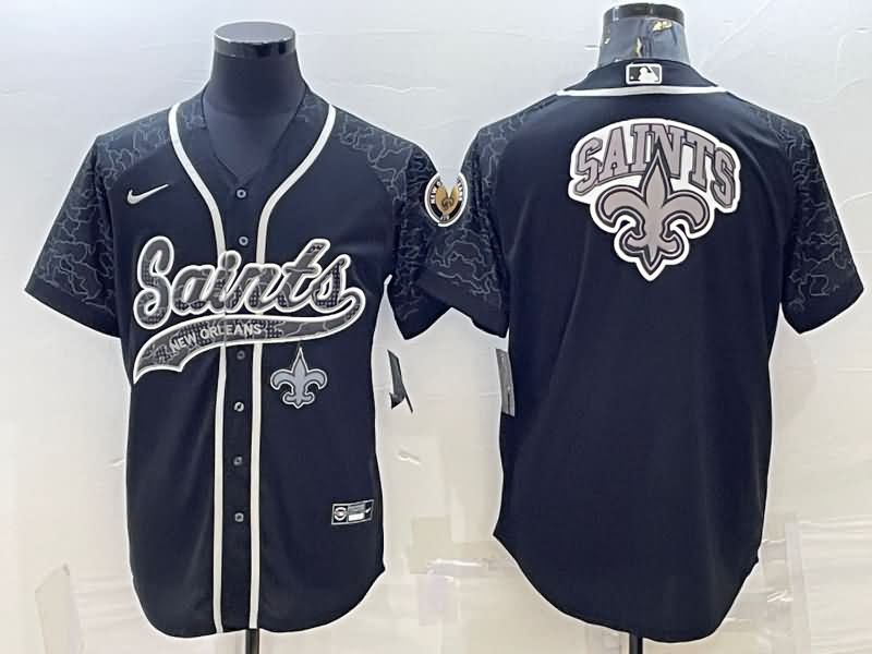 New Orleans Saints Black RFLCTV MLB&NFL Jersey