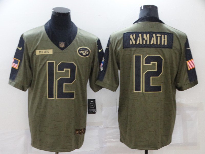 New York Jets Olive Salute To Service NFL Jersey 02