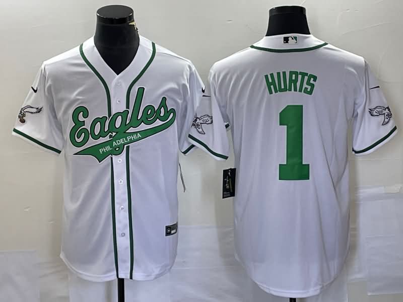 Philadelphia Eagles White MLB&NFL Jersey 02