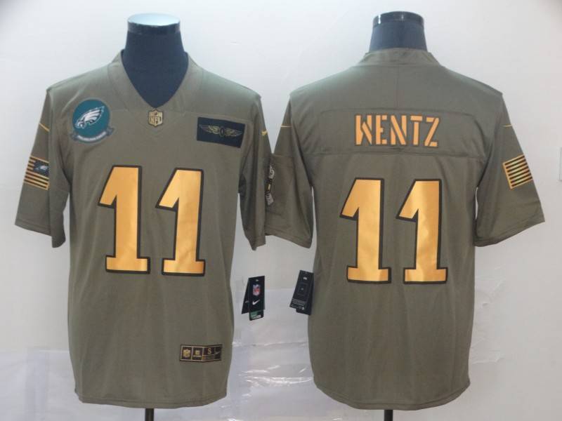 Philadelphia Eagles Olive Salute To Service NFL Jersey 03