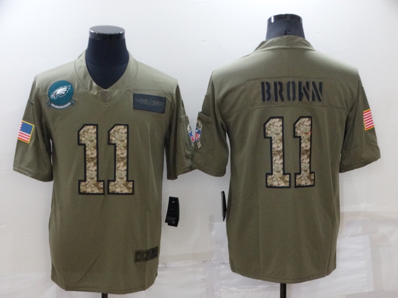 Philadelphia Eagles Olive Salute To Service NFL Jersey 04