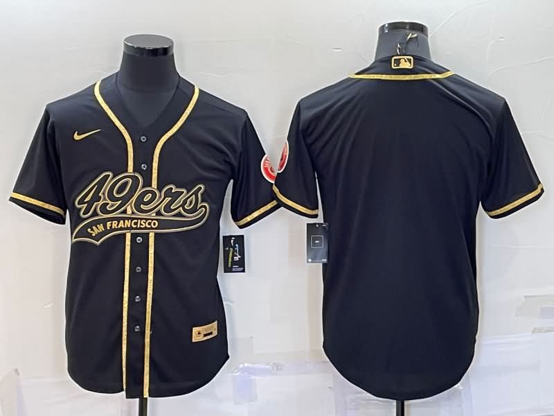 San Francisco 49ers Black Gold MLB&NFL Jersey 02