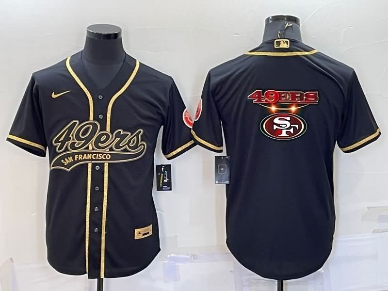 San Francisco 49ers Black Gold MLB&NFL Jersey 02