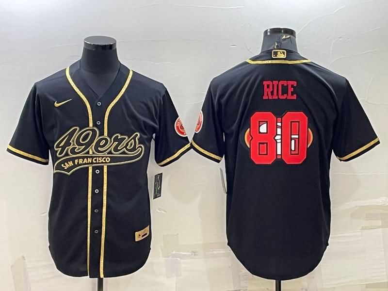 San Francisco 49ers Black Gold MLB&NFL Jersey 02