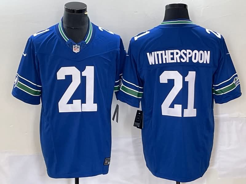 Seattle Seahawks Blue Retro NFL Jersey 02