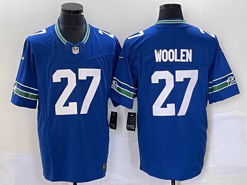 Seattle Seahawks Blue Retro NFL Jersey 02