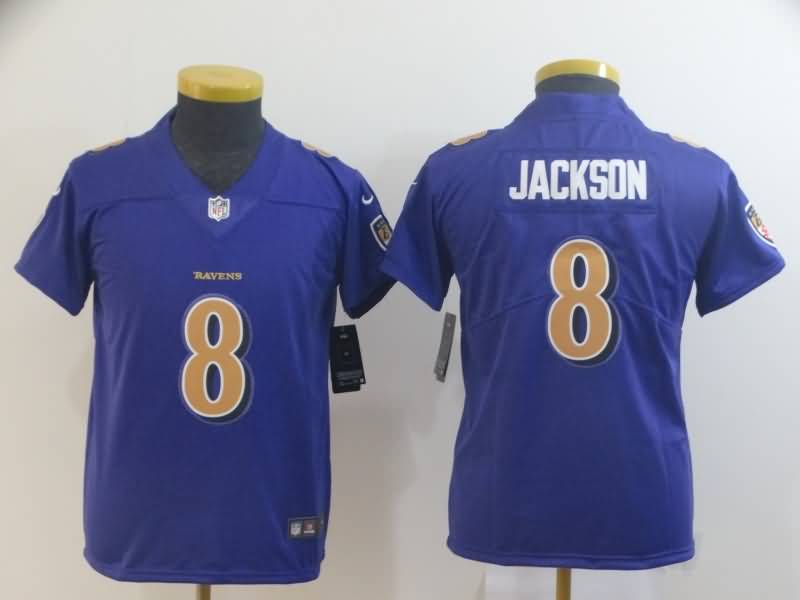 Baltimore Ravens Kids JACKSON #8 Purple NFL Jersey 02