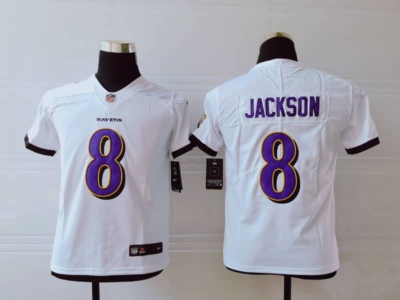 Baltimore Ravens Kids JACKSON #8 White NFL Jersey