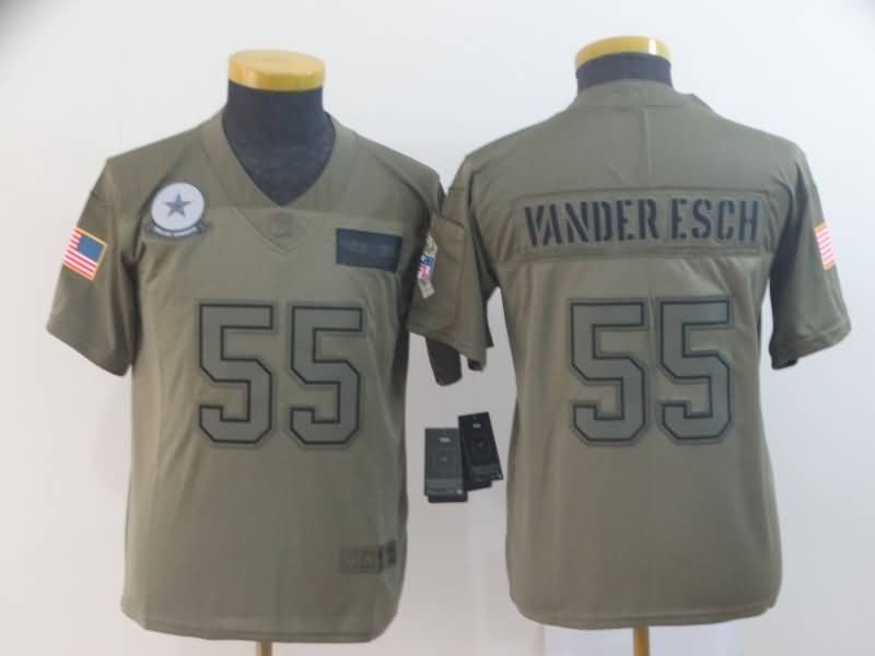 Dallas Cowboys Kids VANDER ESCH #55 Olive Salute To Service NFL Jersey